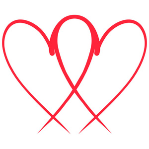 纹身一朵花两个相连的心像一朵花和一条象征性的鱼照片