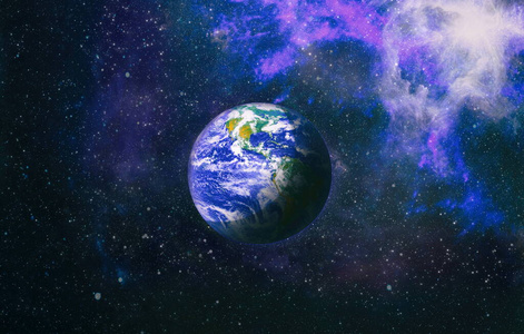 银河系中的地球行星用于科学设计.地球和太空中的星系.科幻艺术.