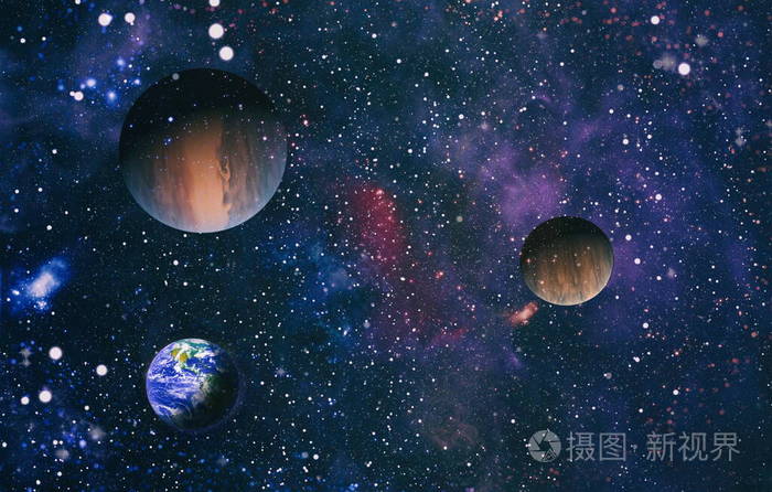 银河系中的地球行星用于科学设计地球和太空中的星系科幻艺术这张图片