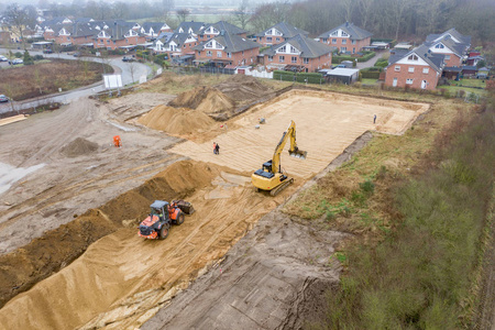  drone image of a large construction site where the floor is bei