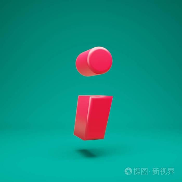 薄荷色背景上的粉红色3d分号符号