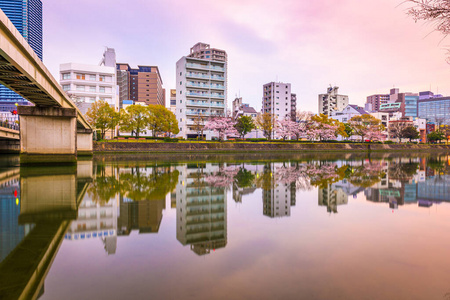 Hiroshima, Japan Downtown Cityscape on the Enko River 