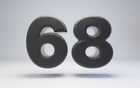黑碳纤维68号隔离在白色。