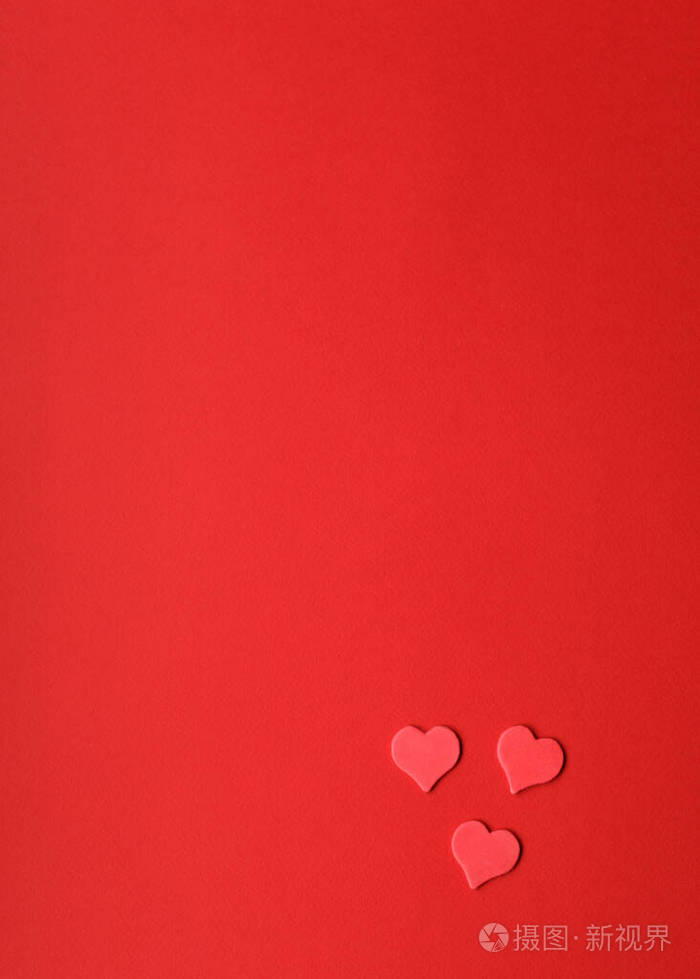红心圣瓦伦丁明信片红色背景复印空间垂直的
