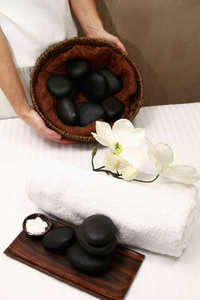 Wellness concept. stones for stone massage 