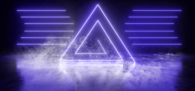 Triangle Shaped Neon Smoke Fog Glowing Purple Blue Laser Studio 