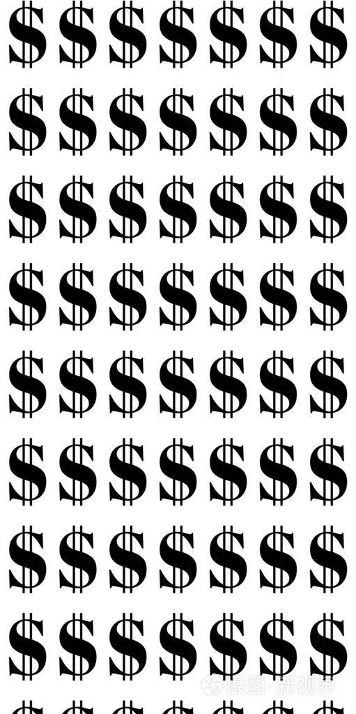 美元符号无缝图案背景与重复的美国货币符号