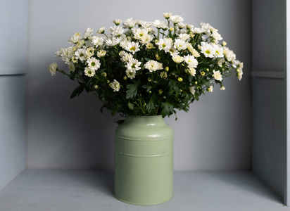 beautiful spring bouquet of chrysanthemums. Copy space 