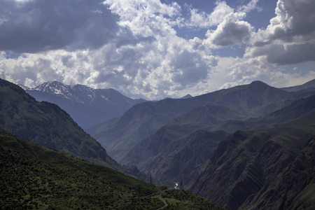 地区 风景 旅行 全景图 山体 高加索 斜坡 蓝天 峡谷