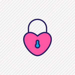 爱秘密图标插图锁心图标彩色线条插图.