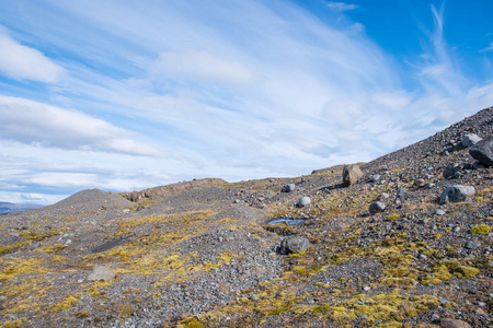 冰岛退缩冰川的砾石景观