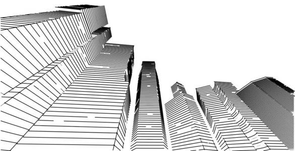 三维建筑插图建筑透视线。