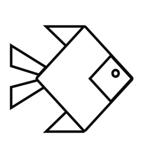 鱼黑白矢量标志图标鱼极简主义.线条粗体黑白单色摄影图