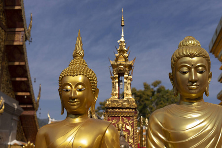 Golden Buddha statue at Wat Phra That Doi Suthep in Chiang Mai, 