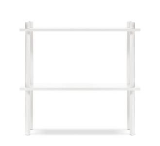 Empty shelving unit on white background