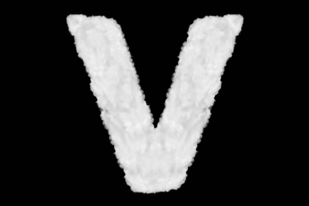 字母V字体形状元素，由黑色的云构成