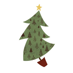 Dancing christmas tree isolated. 