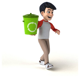 插图 亚洲 垃圾箱 韩国人 小孩 男孩 中国人 青年 回收