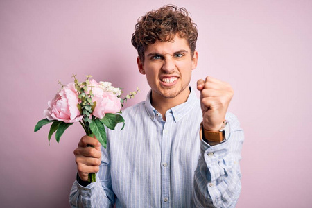 美丽的 呼喊 肖像 疯子 自然 花的 情感 愤怒 花束 男人