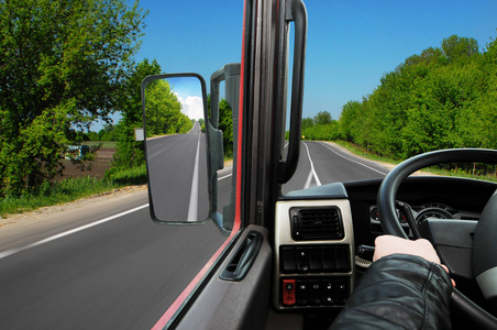 高速公路 运动 国家 镜子 车辆 驾驶 天空 卡车 司机