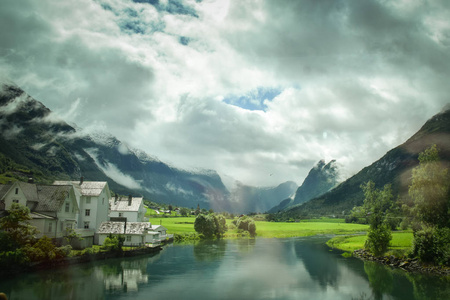欧洲 挪威 风景 流动 公园 美丽的 瀑布 岩石 旅行 自然