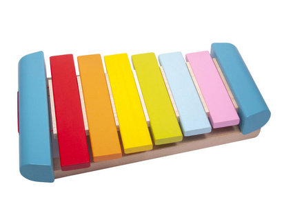 Multicolor xylophone for children wooden and bright isolated on 