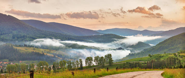 Colorful evening the mountain valley. Beauty of nature 