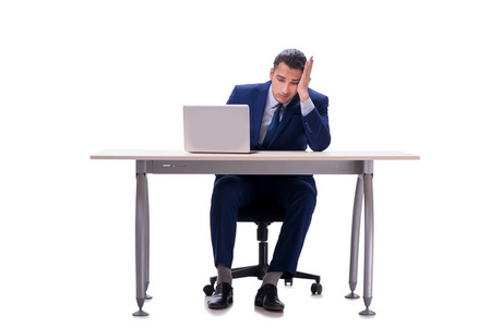 Employee working isolated on white background