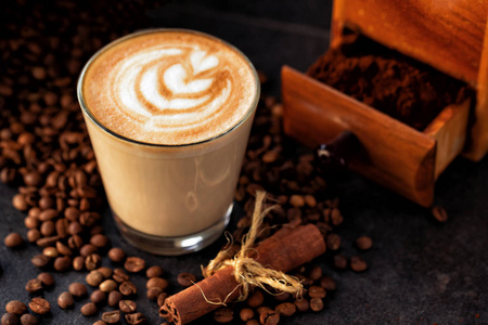 Rosetta pattern in a glass of coffee 