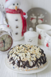 Cake without baking cookies with blackcurrant and cream  