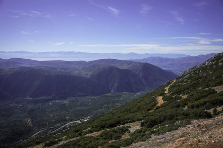 希腊帕纳苏斯附近风景如画的山景