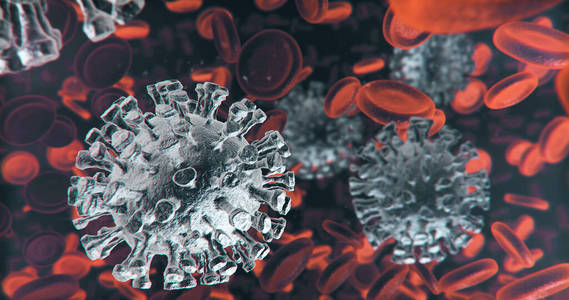 病毒或细菌细胞的冠状病毒特写镜头