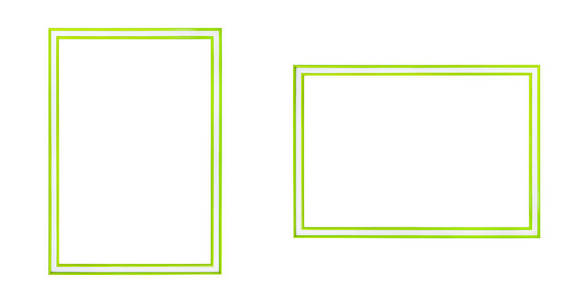 空白绿色边框水平和垂直隔离在白色背景上。文件包含剪辑路径，所以工作起来很容易。