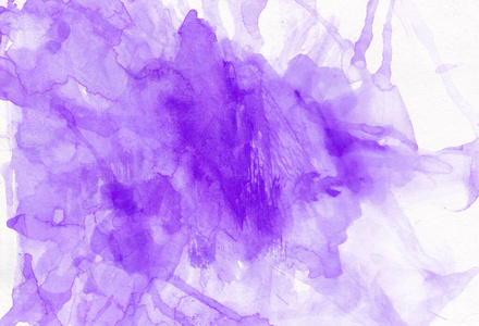 水彩紫色质地。白色上的明亮飞溅插图