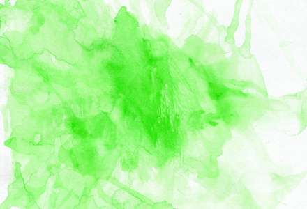 Watercolor green texture. Bright splash illustration on a white 