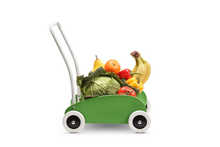 新鲜蔬果绿色木制玩具车图片
