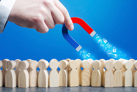 手与磁铁收集个人数据从人群数字在线互联网用户.私人信息的保密保护.