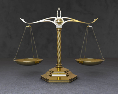 正义的金天平.三维渲染照片