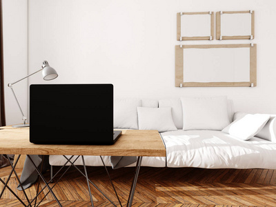 桌子 建筑学 插图 空的 提供 公寓 家具 沙发 照片 房间