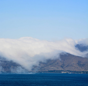 岩石 希腊 海岸 地中海 火山 欧洲 海湾 美丽的 自然