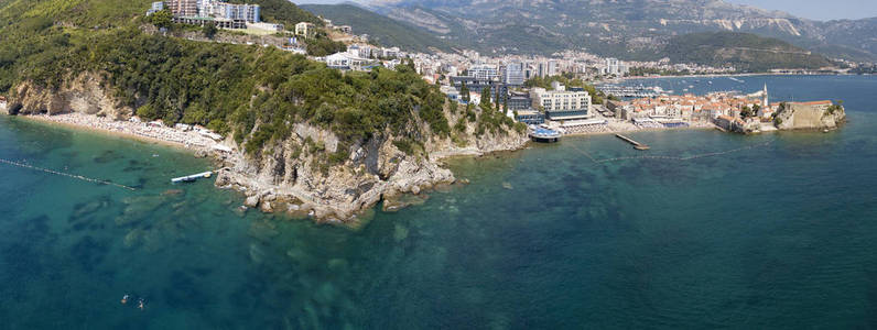 黑山 伍兹 风景 城市 海滩 岩石 美丽的 鸟瞰图 欧洲