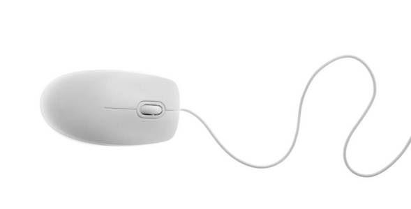 现代有线电脑鼠标隔离在白色图片