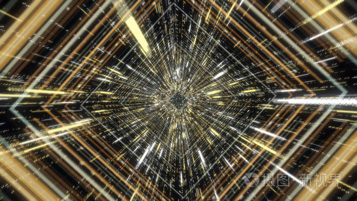 超空间跳跃穿越恒星时间和宇宙隧道无缝循环动画抽象飞行通过三维未来