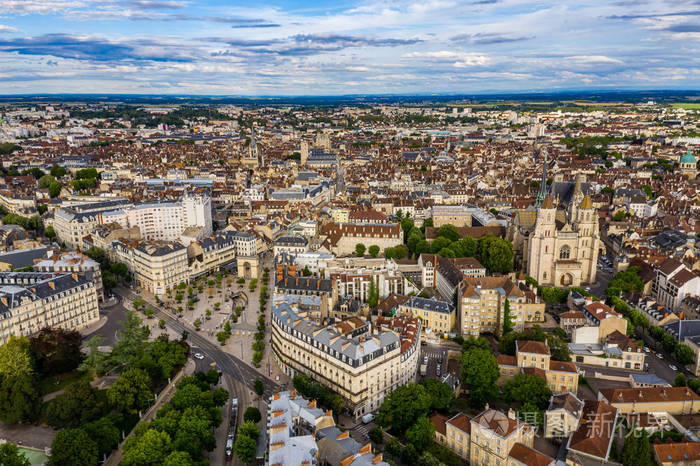 法国勃艮第第戎市美丽的空中城市景观