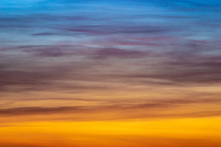 夕阳天空中美丽多彩的云彩全景