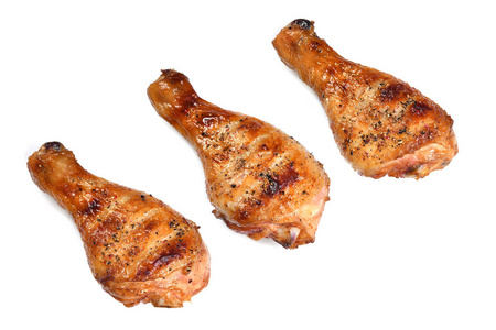 烤的 热的 烹调 家禽 食物 大腿 特写镜头 晚餐 草本植物
