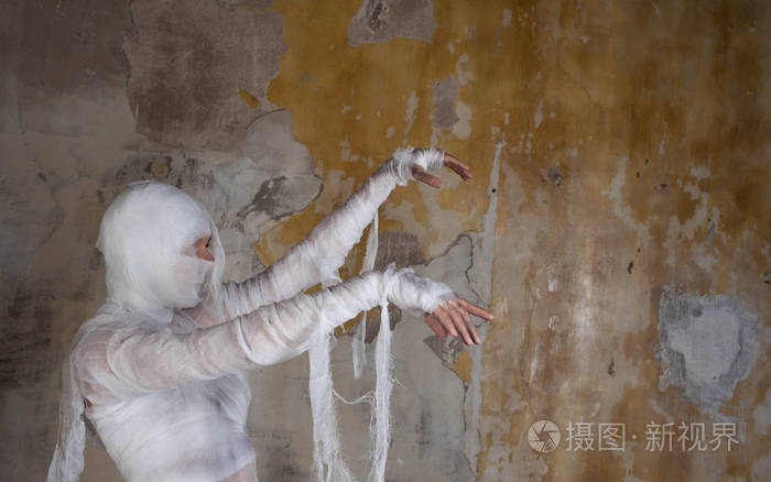 万圣节形象裹着绷带的木乃伊复活的传奇人物