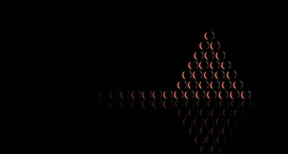 发光红球在黑色背景上反射概念