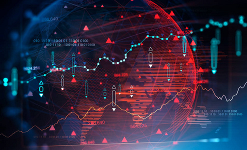 数字图和行星全息图。金融科技