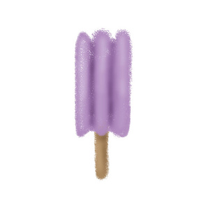 白色背景的紫色冰淇淋。夏季食品插图。甜的冷冻甜点。五颜六色的冰棒。